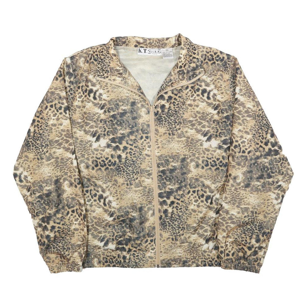 KT GOLF Womens Beige Animal Print Lightweight Jacket M Polyester Zip
