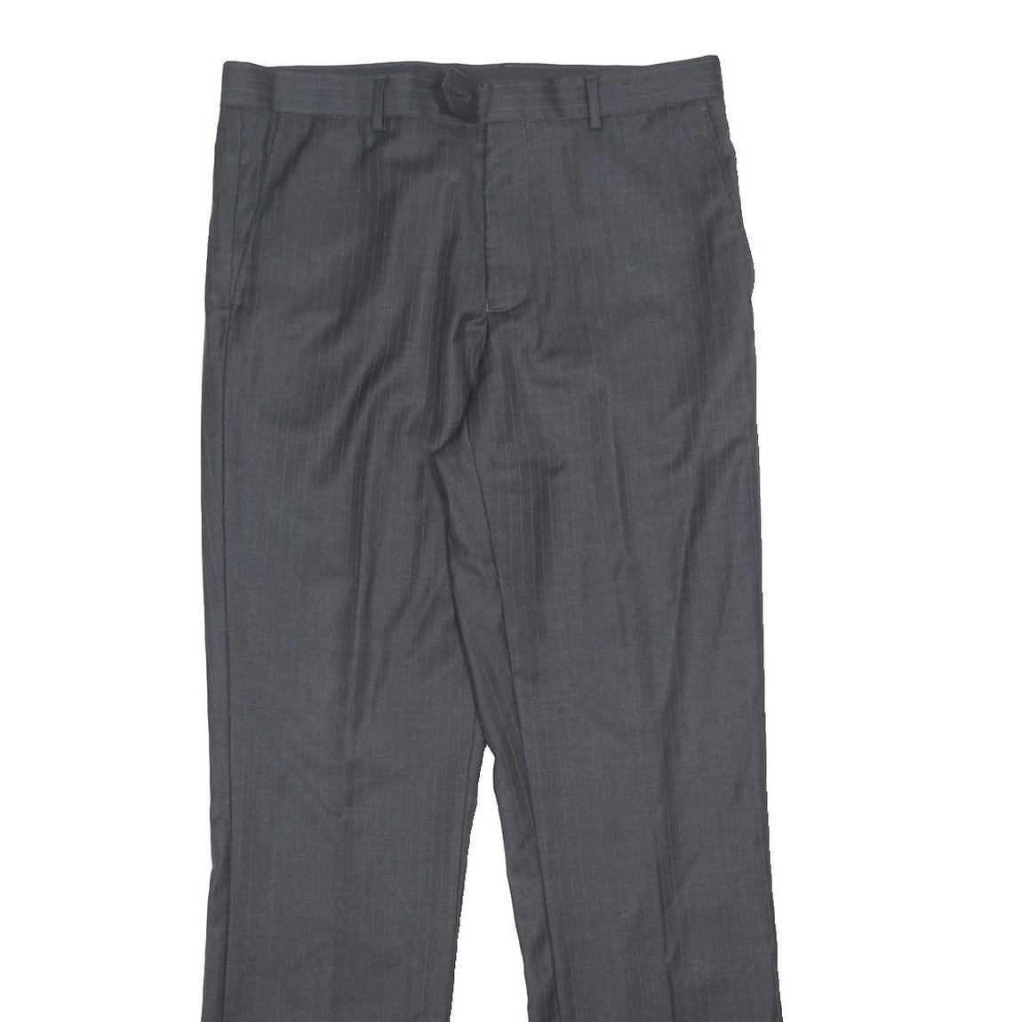 BUTLER & WEBB Mens Wool Blend Grey Regular Fit Straight Leg Trousers W32 L31