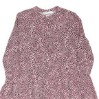 WAREHOUSE Womens Pink & Black Spot Print Day Viscose Dress Long Sleeve Midi UK
