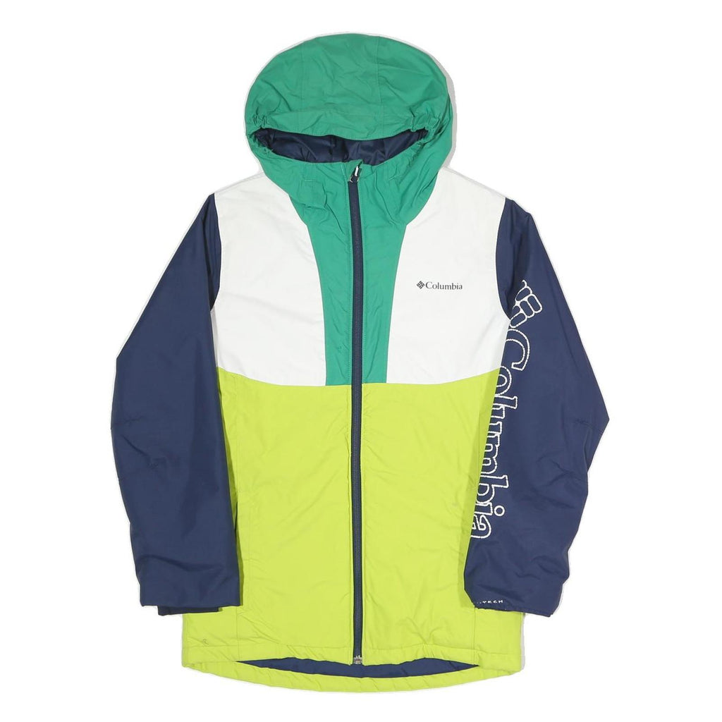 COLUMBIA Womens Blue Green & Yellow Zip Jacket S Polyester Blend Colourblock