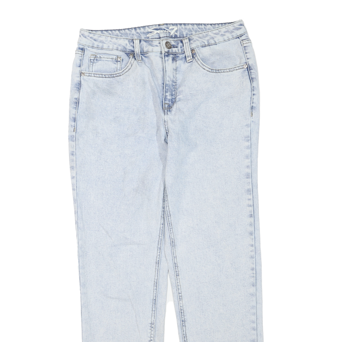 SEVEN Womens Regular Fit Straight Leg Denim Light Wash W28 L29 Classic Zip Jeans