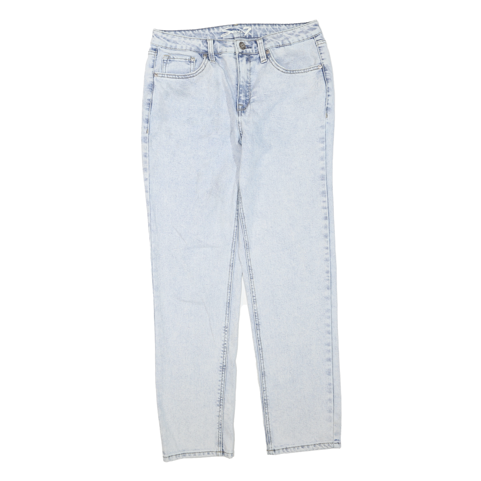 SEVEN Womens Regular Fit Straight Leg Denim Light Wash W28 L29 Classic Zip Jeans