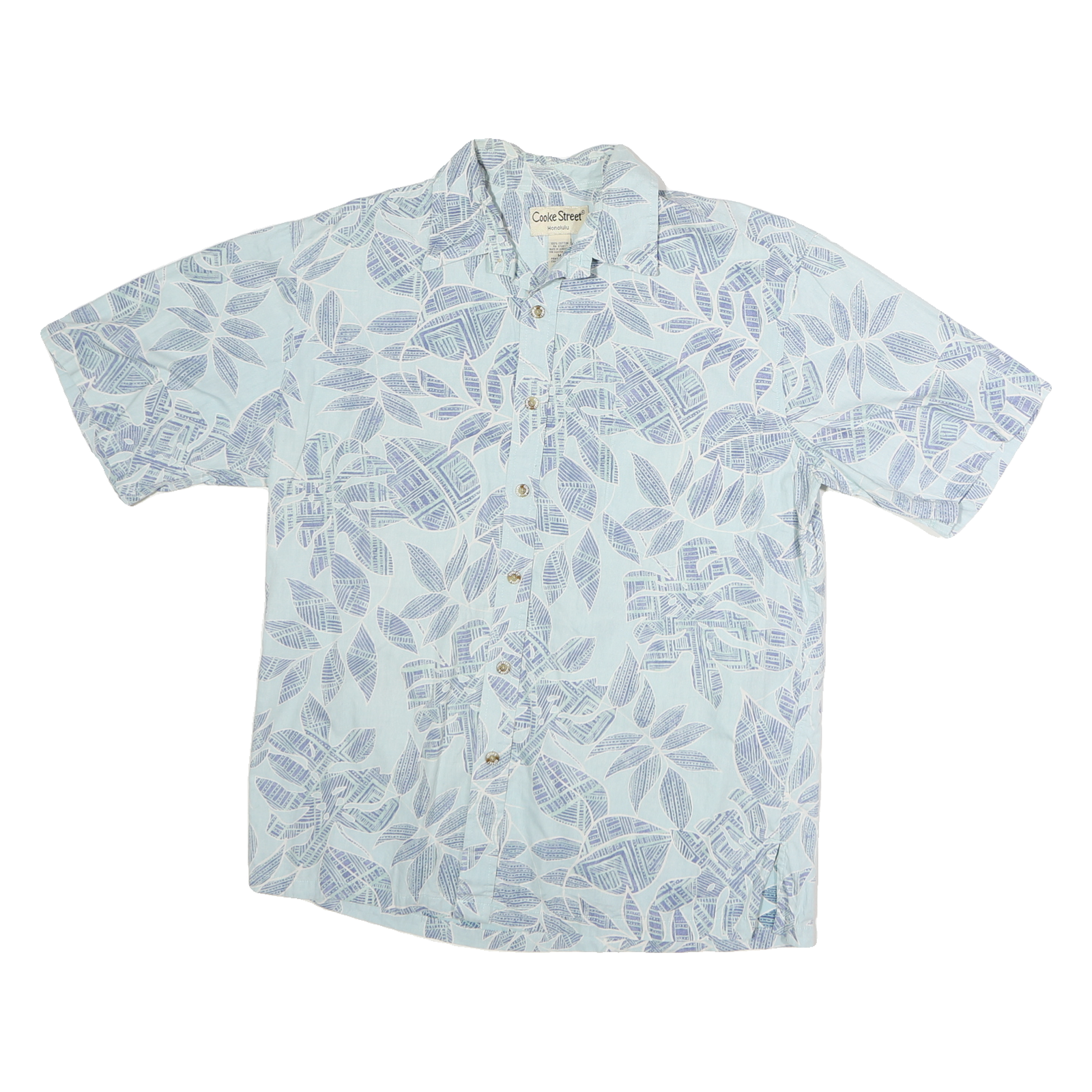 COOKE STREET Mens Blue & White Patterned Cotton Shirt M Casual Summer Button-Up