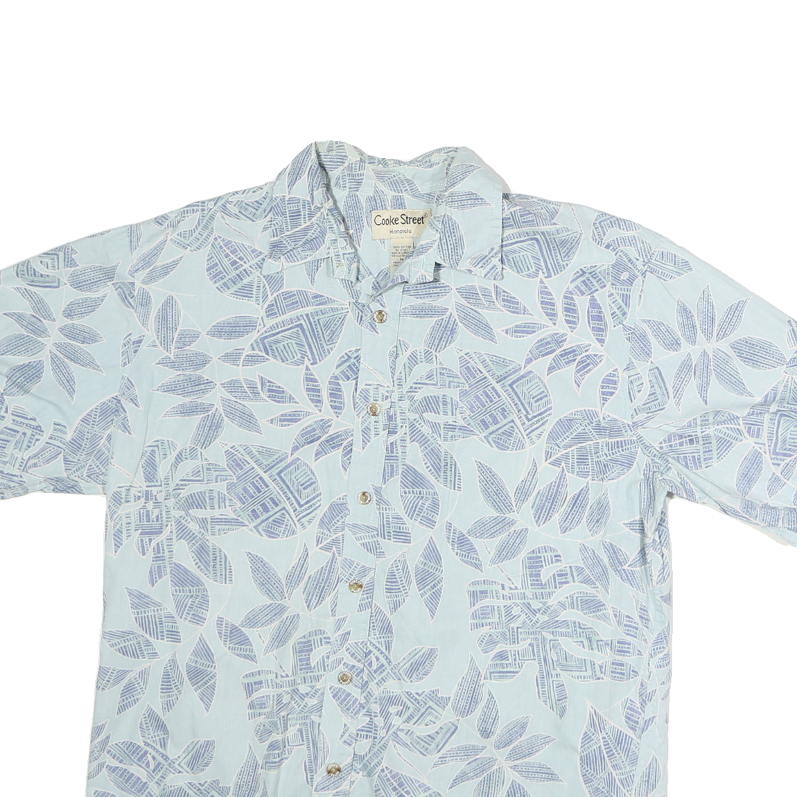 COOKE STREET Mens Blue & White Patterned Cotton Shirt M Casual Summer Button-Up