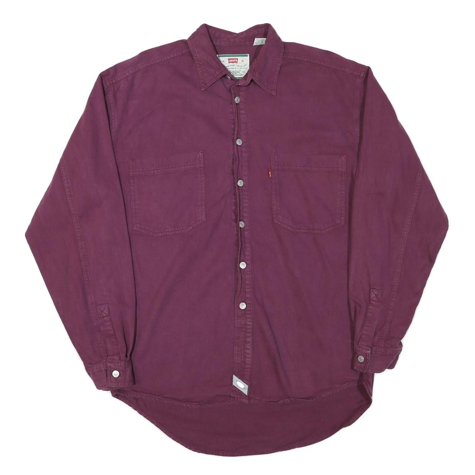 LEVI'S Mens Maroon Cotton Blend Shirt M Button-Up Pockets Casual Relaxed Fit