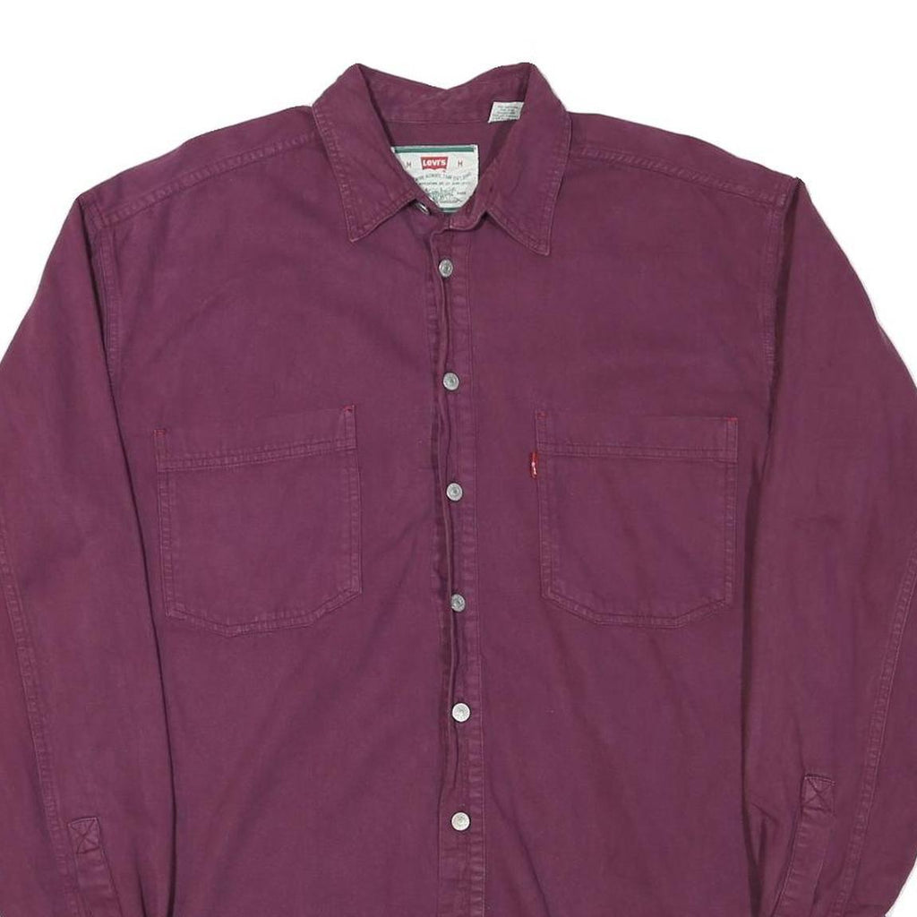 LEVI'S Mens Maroon Cotton Blend Shirt M Button-Up Pockets Casual Relaxed Fit
