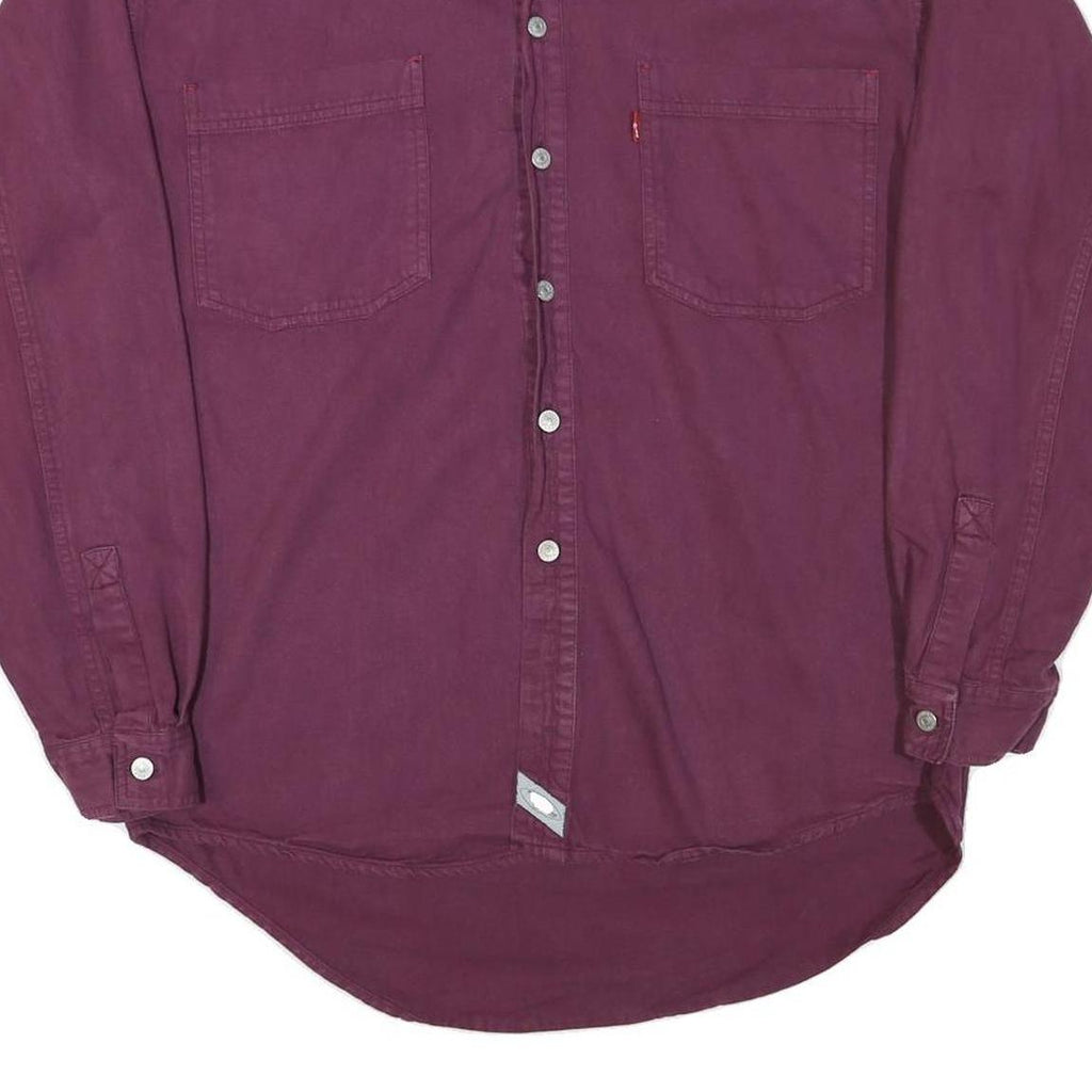 LEVI'S Mens Maroon Cotton Blend Shirt M Button-Up Pockets Casual Relaxed Fit