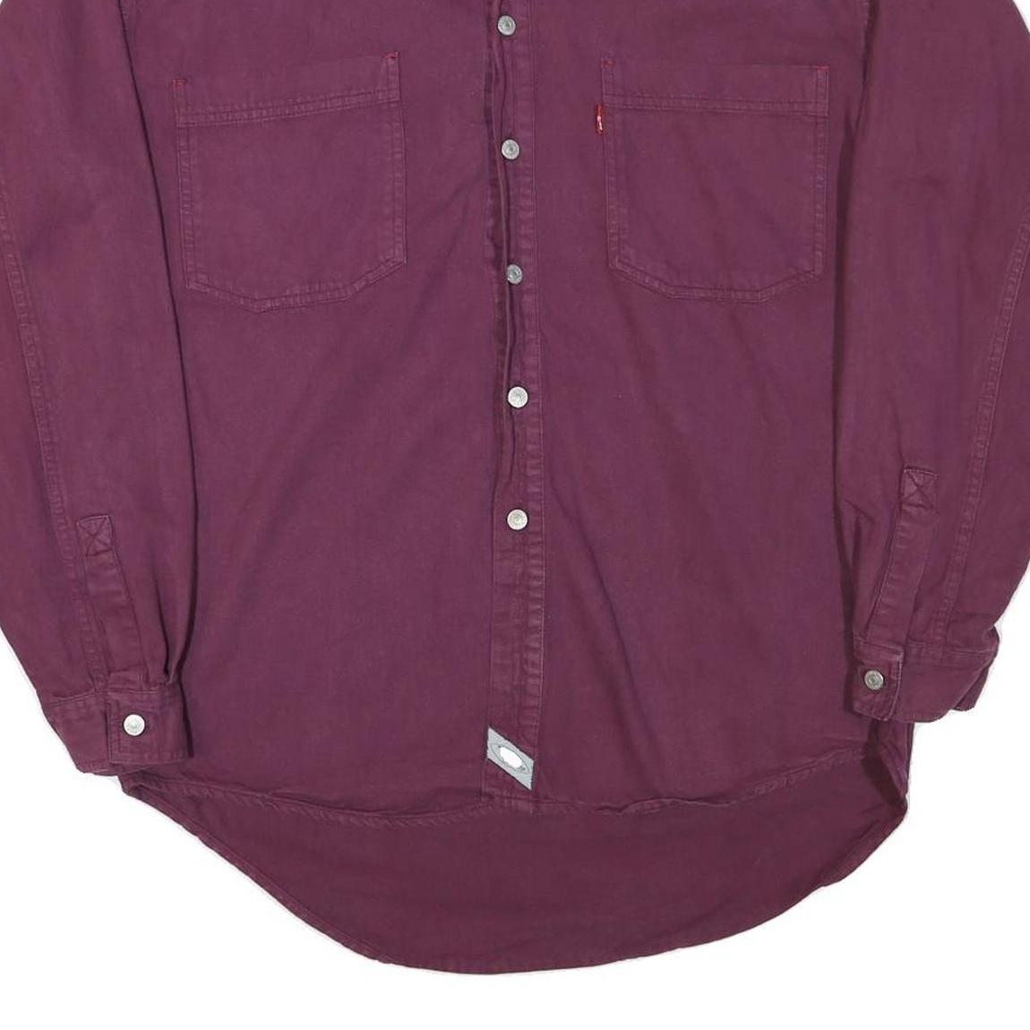 LEVI'S Mens Maroon Cotton Blend Shirt M Button-Up Pockets Casual Relaxed Fit