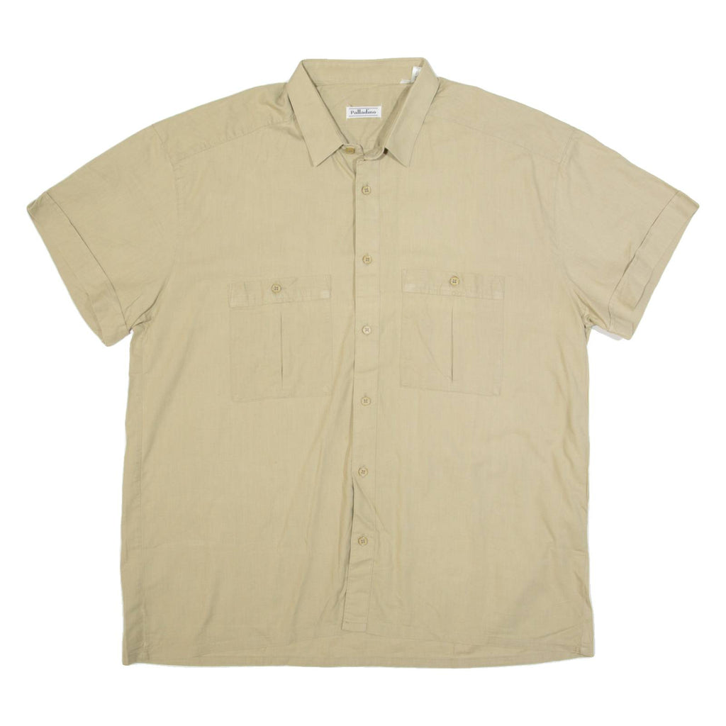 PALLADINO Mens Plain Shirt Brown 2XL