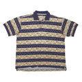 WOOLRICH Mens Navy & Beige Fish Pattern Short Sleeve Polo Shirt XL Casual Cotton