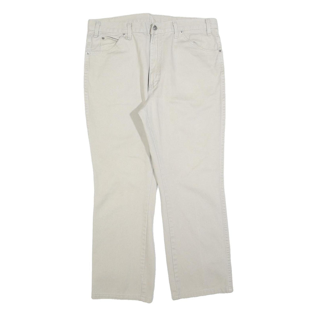 DICKIES Mens Jeans Beige Regular Straight Denim W36 L30 Workwear Casual Zip