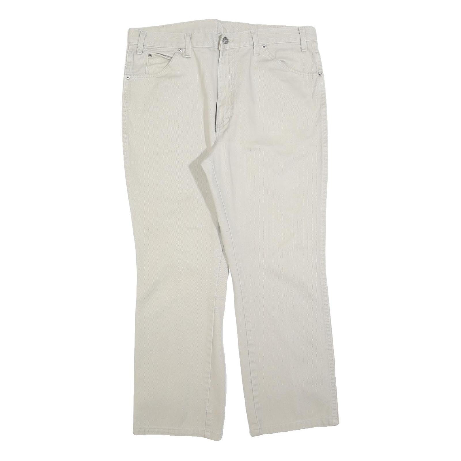 DICKIES Mens Jeans Beige Regular Straight Denim W36 L30 Workwear Casual Zip