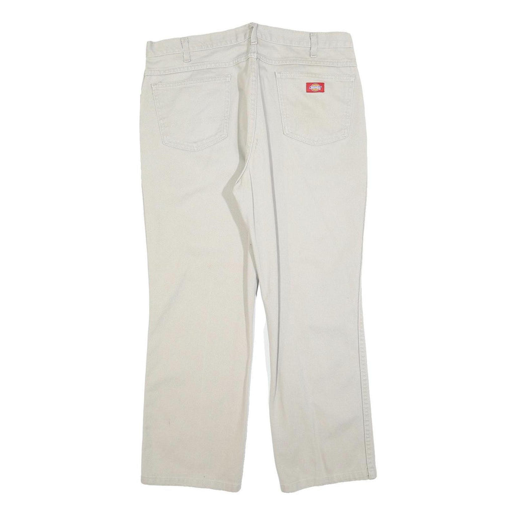 DICKIES Mens Jeans Beige Regular Straight Denim W36 L30 Workwear Casual Zip