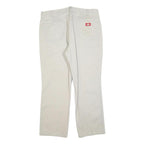DICKIES Mens Jeans Beige Regular Straight Denim W36 L30 Workwear Casual Zip