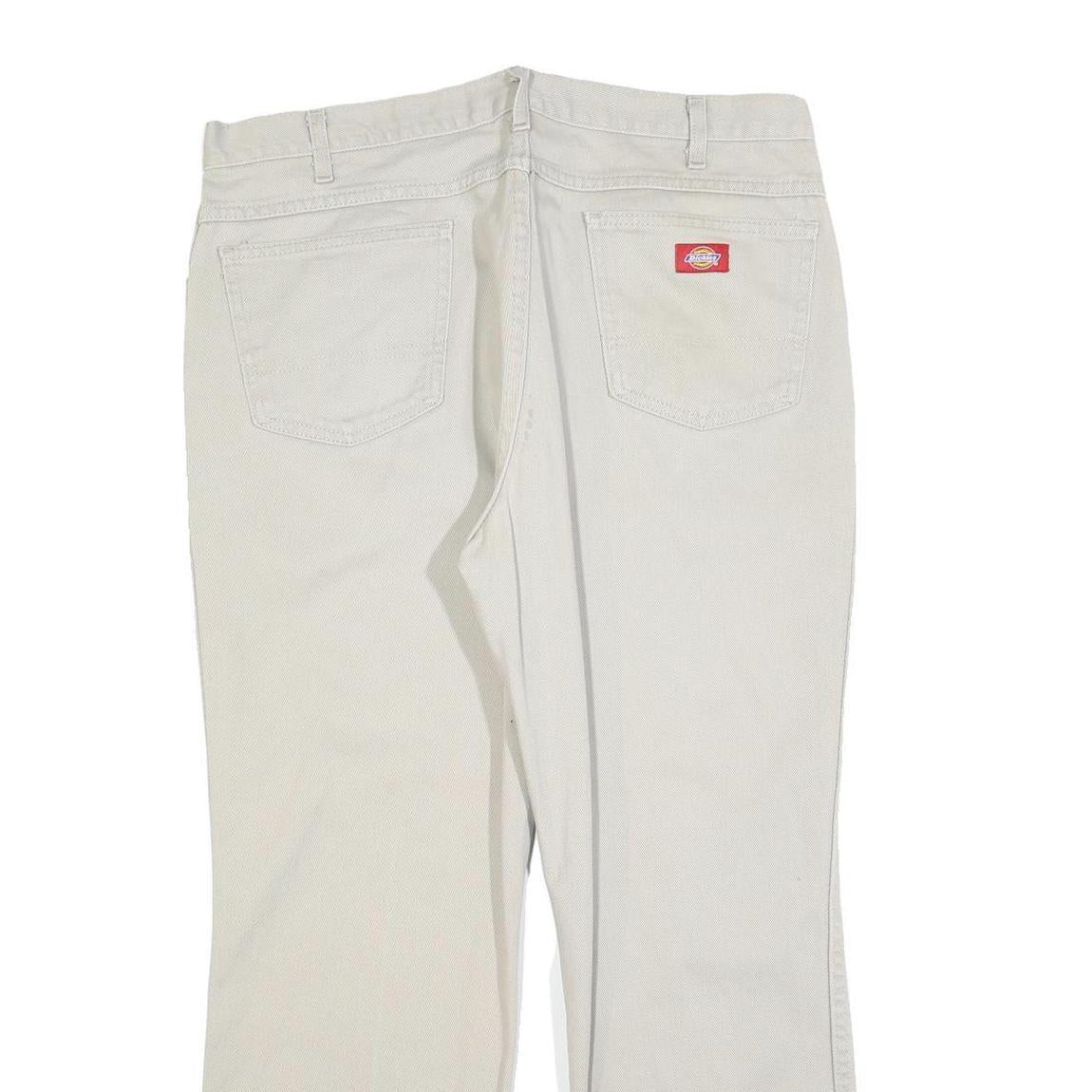 DICKIES Mens Jeans Beige Regular Straight Denim W36 L30 Workwear Casual Zip