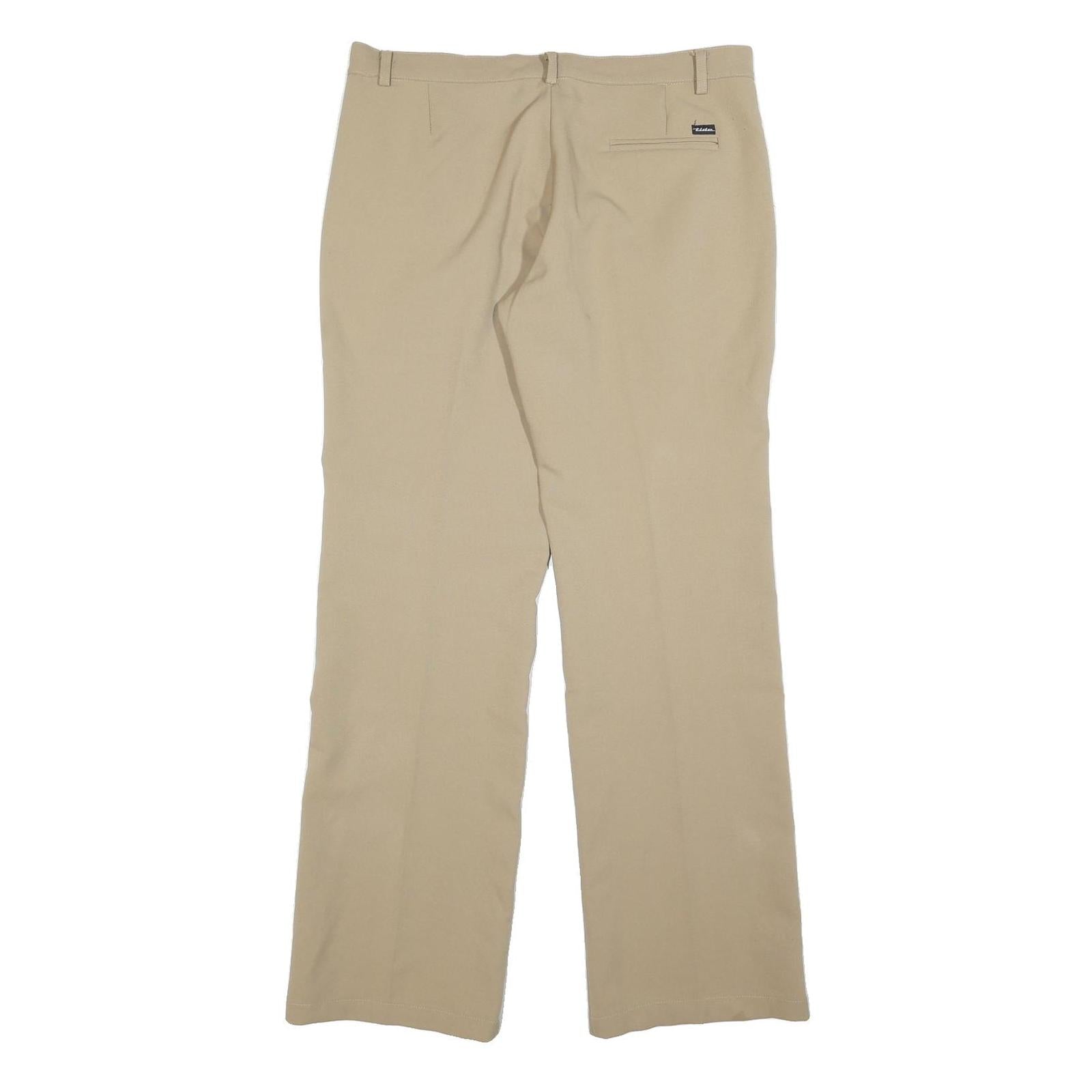 TIDE Mens Regular Beige Polyester Blend Zip Closure Trousers W35 L34 Chino Style