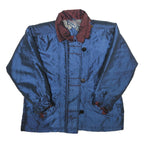 Womens Blue & Burgundy Nylon Zip Jacket L Plain Casual Lightweight Outerwear