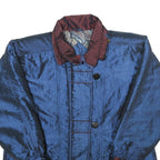 Womens Blue & Burgundy Nylon Zip Jacket L Plain Casual Lightweight Outerwear