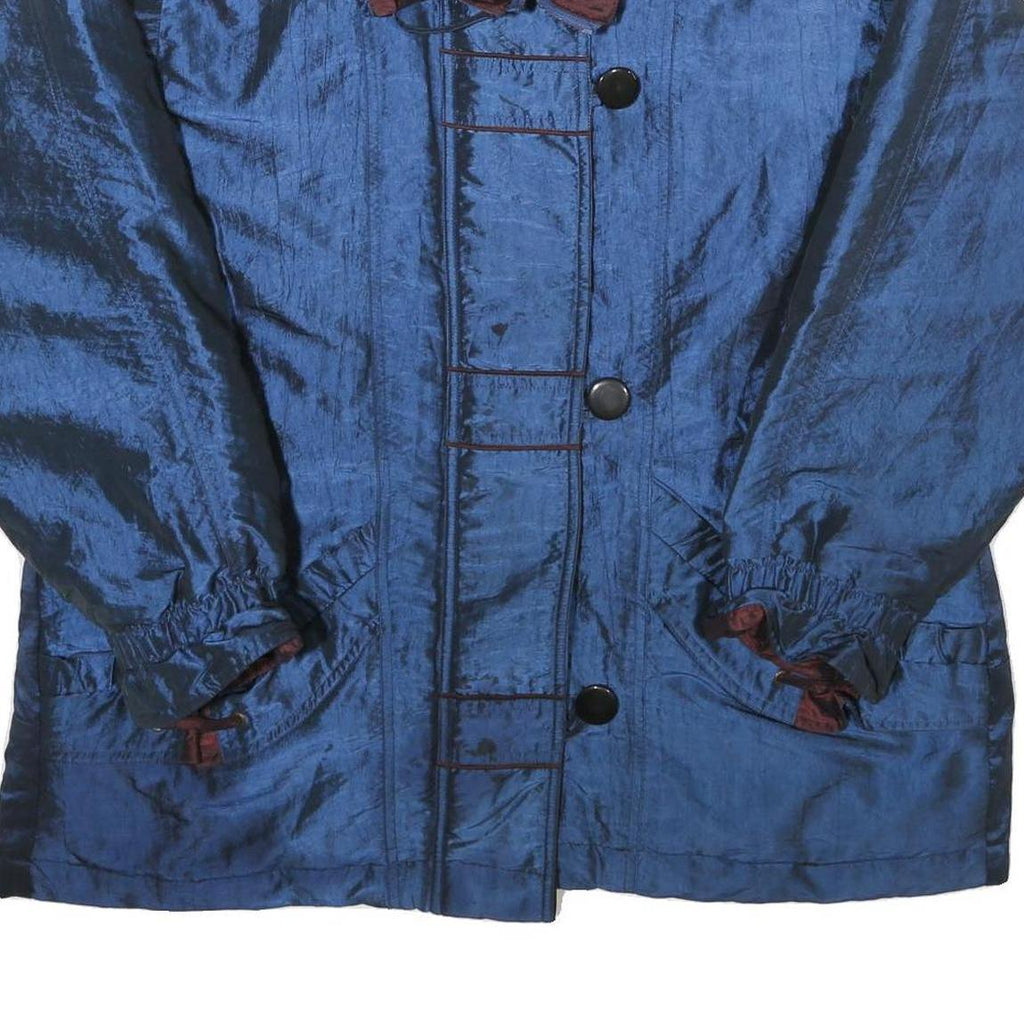 Womens Blue & Burgundy Nylon Zip Jacket L Plain Casual Lightweight Outerwear