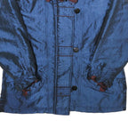 Womens Blue & Burgundy Nylon Zip Jacket L Plain Casual Lightweight Outerwear