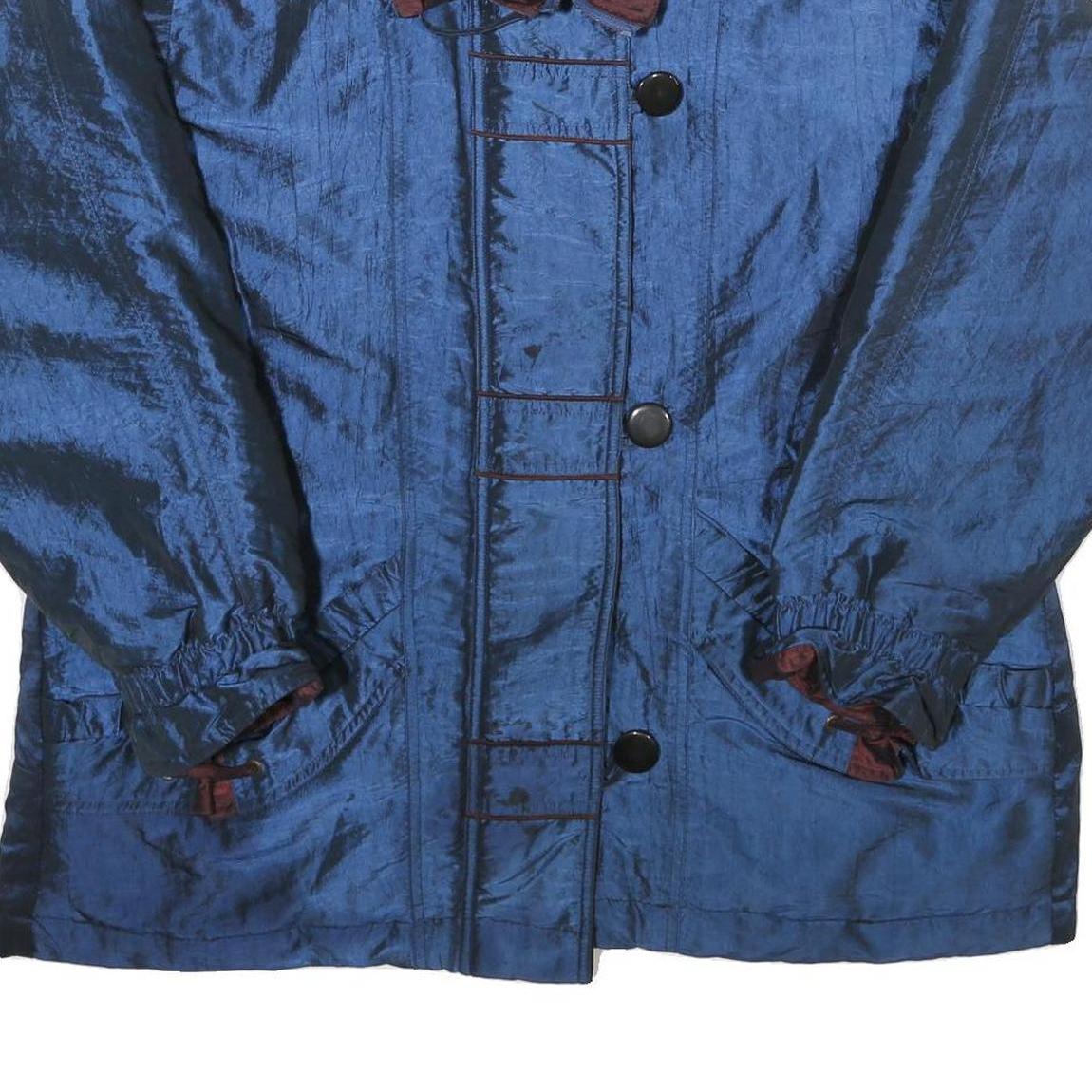 Womens Blue & Burgundy Nylon Zip Jacket L Plain Casual Lightweight Outerwear