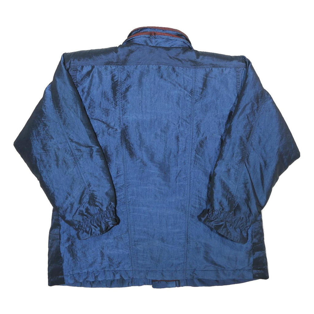 Womens Blue & Burgundy Nylon Zip Jacket L Plain Casual Lightweight Outerwear