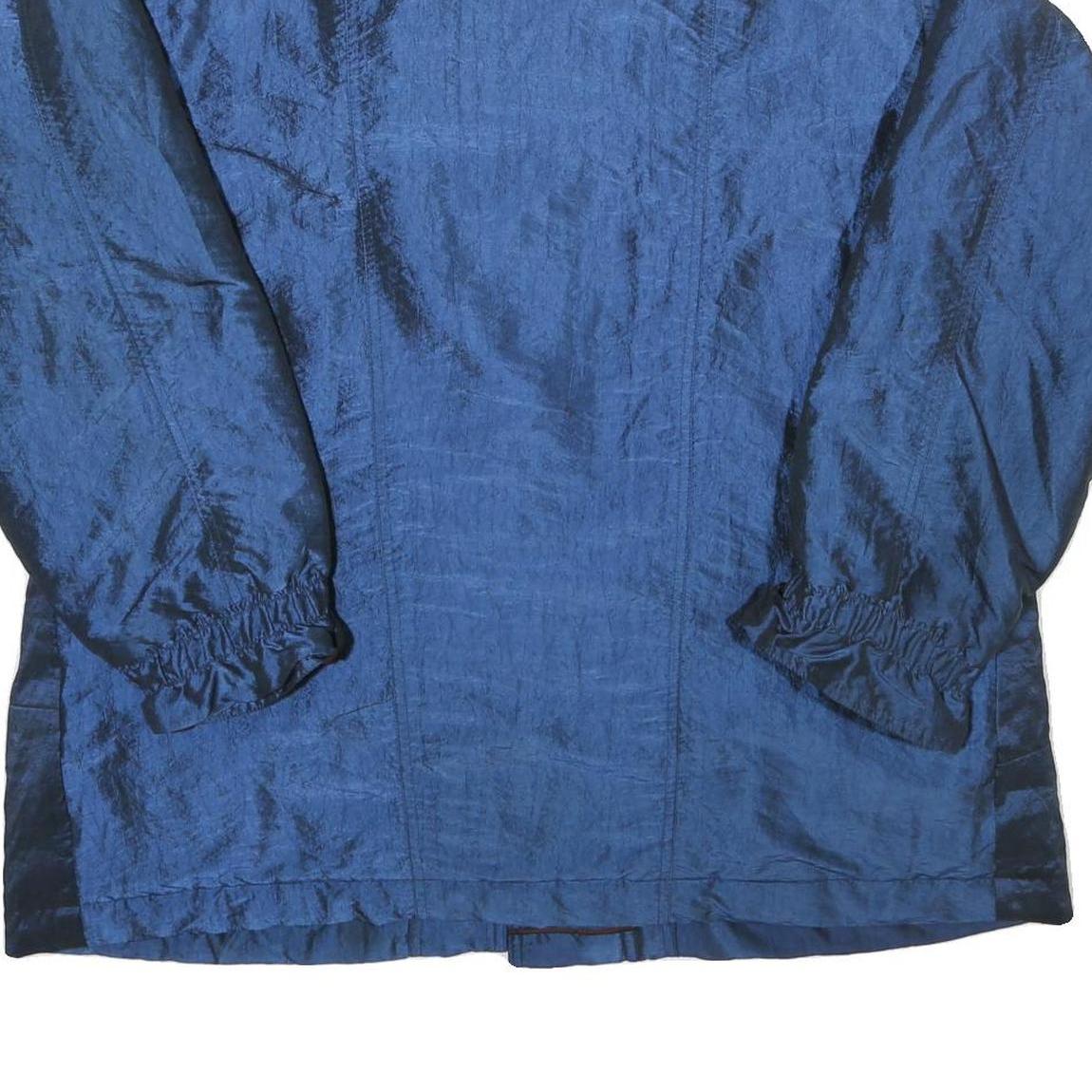 Womens Blue & Burgundy Nylon Zip Jacket L Plain Casual Lightweight Outerwear