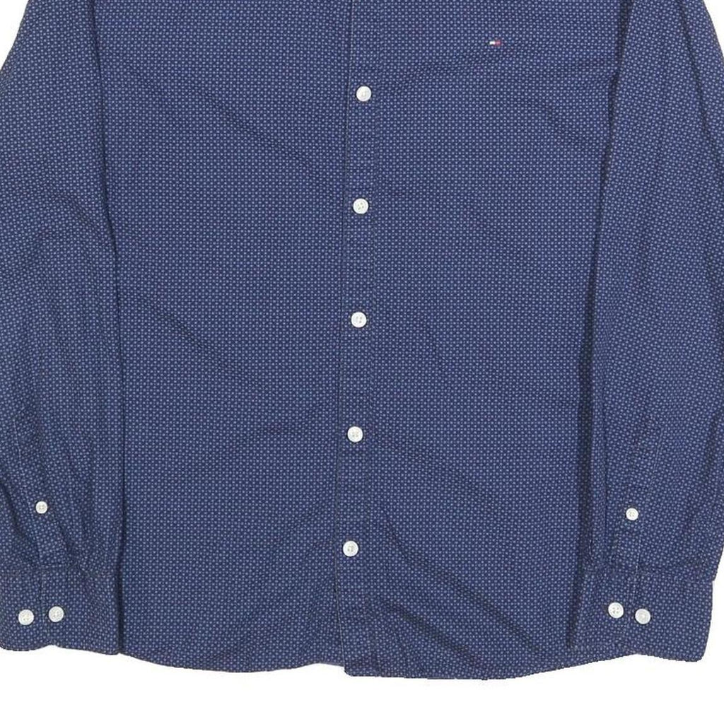 TOMMY HILFIGER Mens Blue Pattern Shirt S Cotton Blend Casual Button Shirt