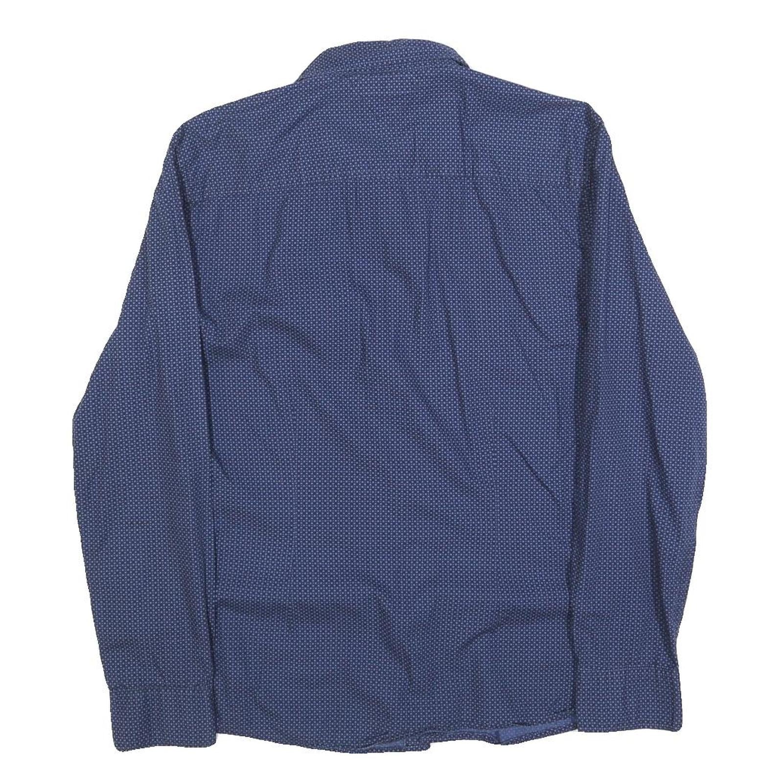 TOMMY HILFIGER Mens Blue Pattern Shirt S Cotton Blend Casual Button Shirt