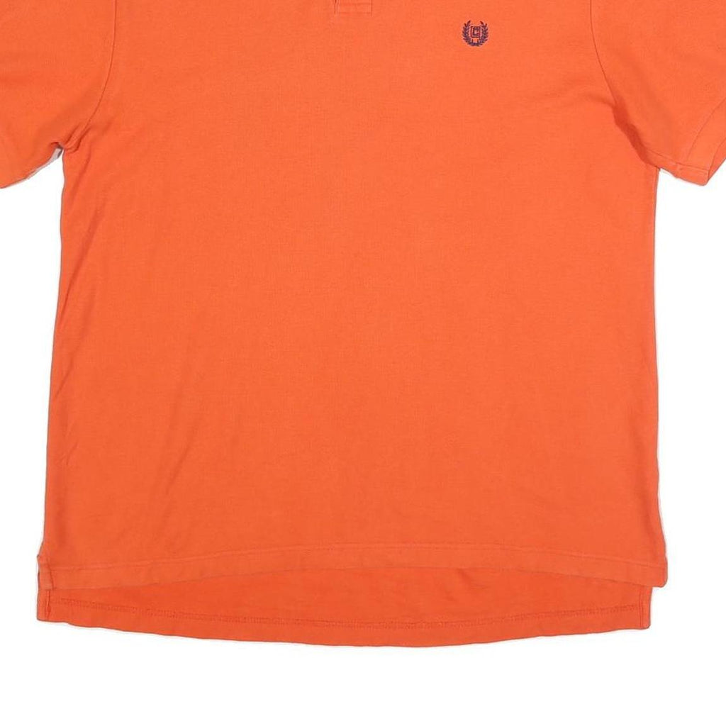 CHAPS Mens Orange Short Sleeve Plain L Polo Shirt Cotton Blend Casual