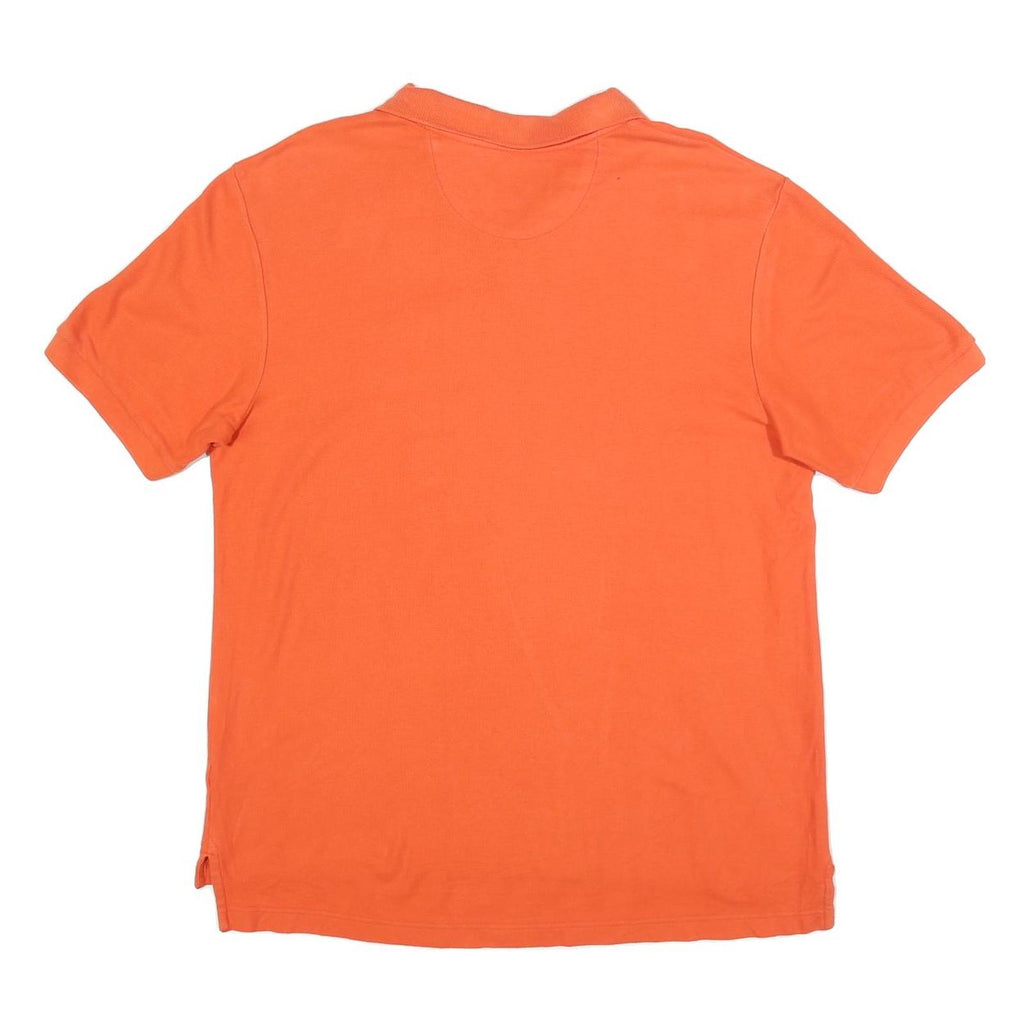 CHAPS Mens Orange Short Sleeve Plain L Polo Shirt Cotton Blend Casual