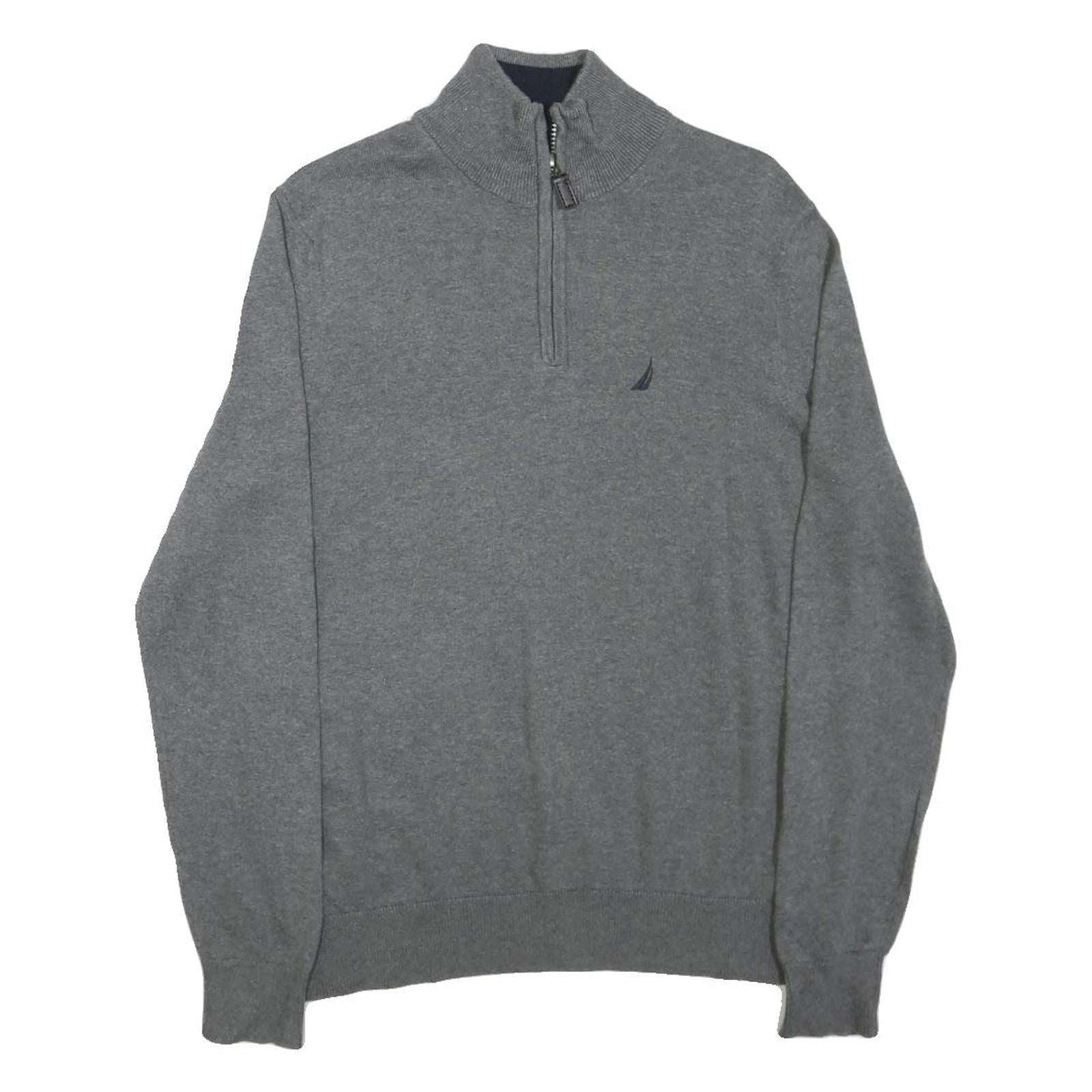 NAUTICA Mens Grey Patterned Pullover Crew Neck Basic Knit S Cotton Blend Jumper