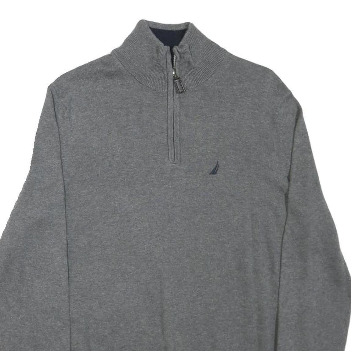 NAUTICA Mens Grey Patterned Pullover Crew Neck Basic Knit S Cotton Blend Jumper