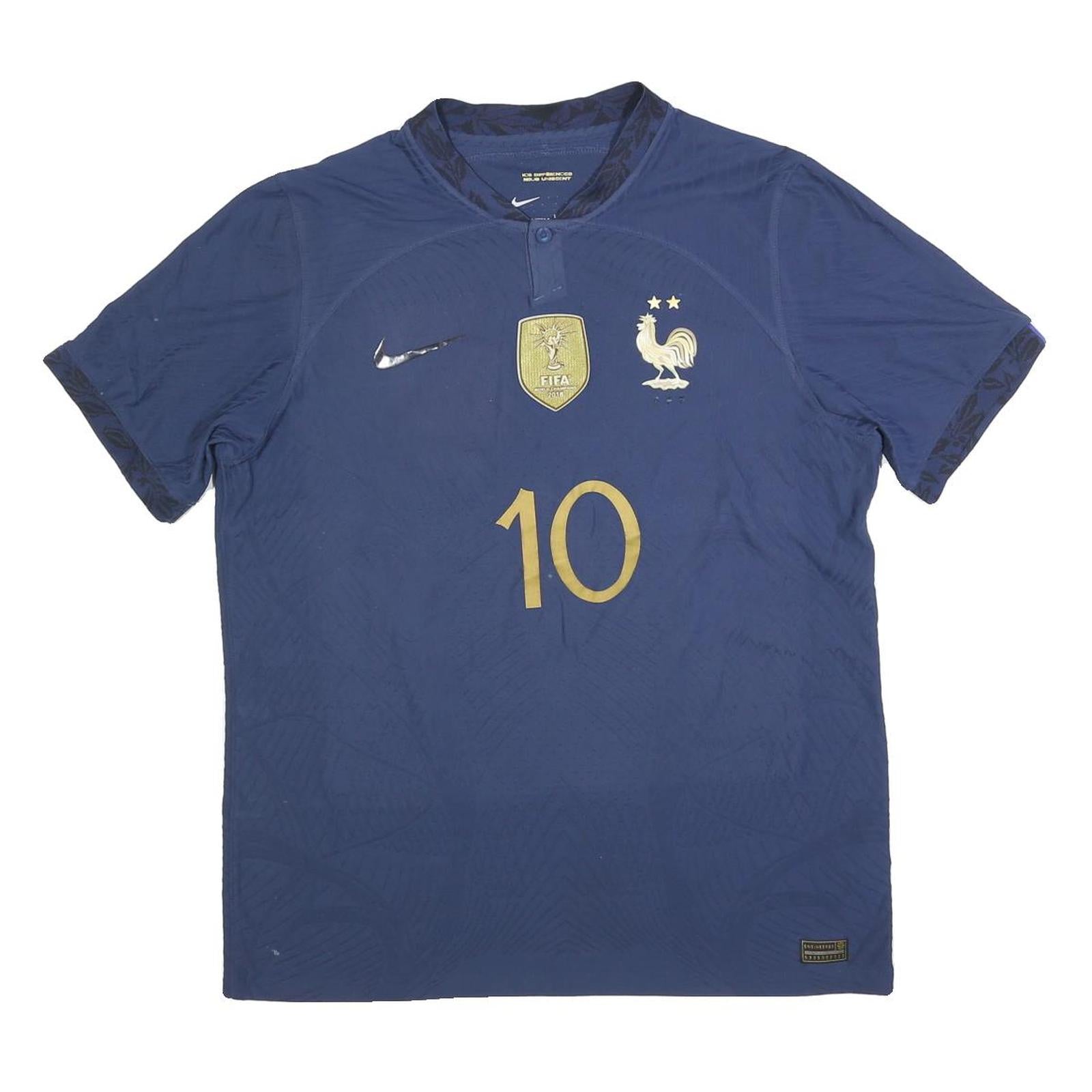 NIKE Mens Blue Football Shirt L Short Sleeve Crew Neck Yons 10 Graphic