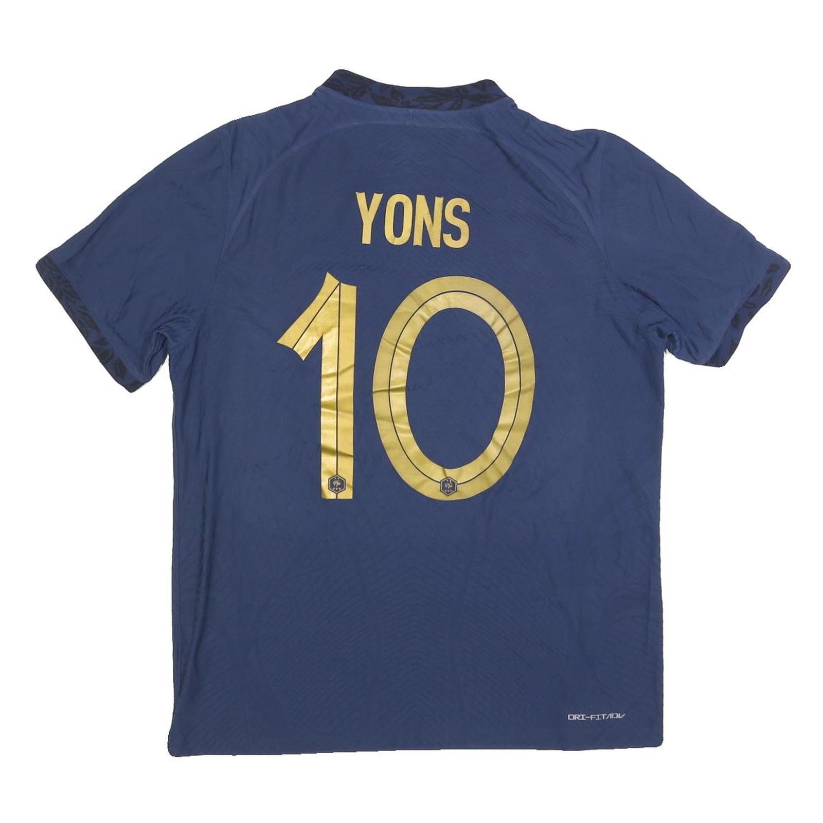 NIKE Mens Blue Football Shirt L Short Sleeve Crew Neck Yons 10 Graphic