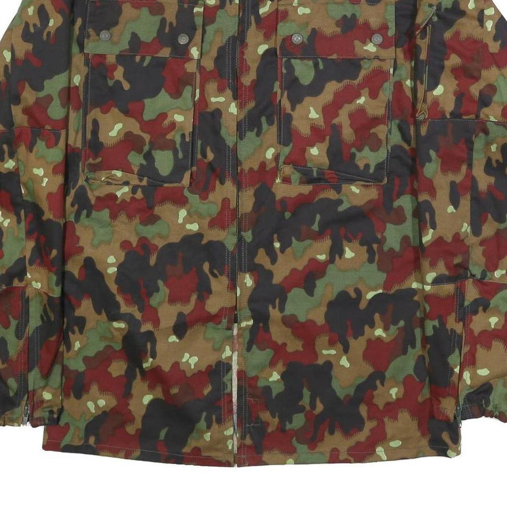 SPILAG Mens Green & Brown Camouflage Cotton Blend Jacket M Zip Military Style