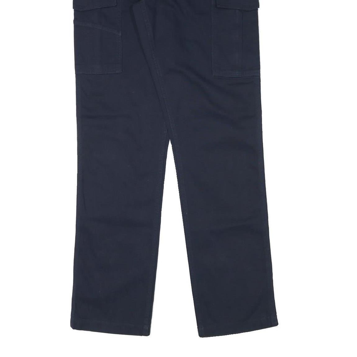 CARHARTT Mens Relaxed Navy Blue Cargo Trousers W32 L34 Cotton Blend Zip