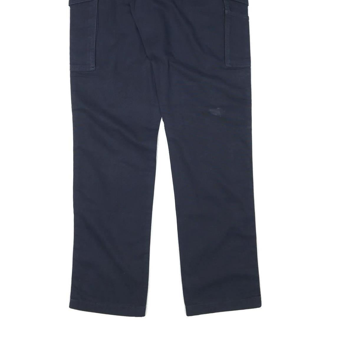 CARHARTT Mens Relaxed Navy Blue Cargo Trousers W32 L34 Cotton Blend Zip