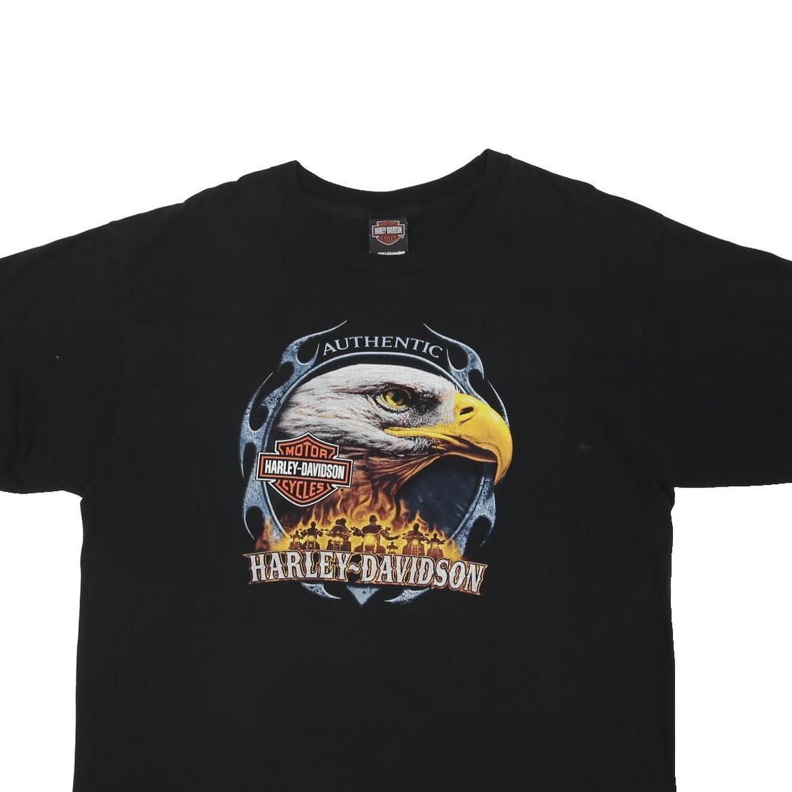 HARLEY DAVIDSON Mens Black Graphic T-Shirt 2XL Short Sleeve Crew Neck Biker