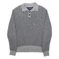 TOMMY HILFIGER Mens Grey Button Up Patterned Crew Neck Basic Knit Jumper S