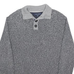 TOMMY HILFIGER Mens Grey Button Up Patterned Crew Neck Basic Knit Jumper S