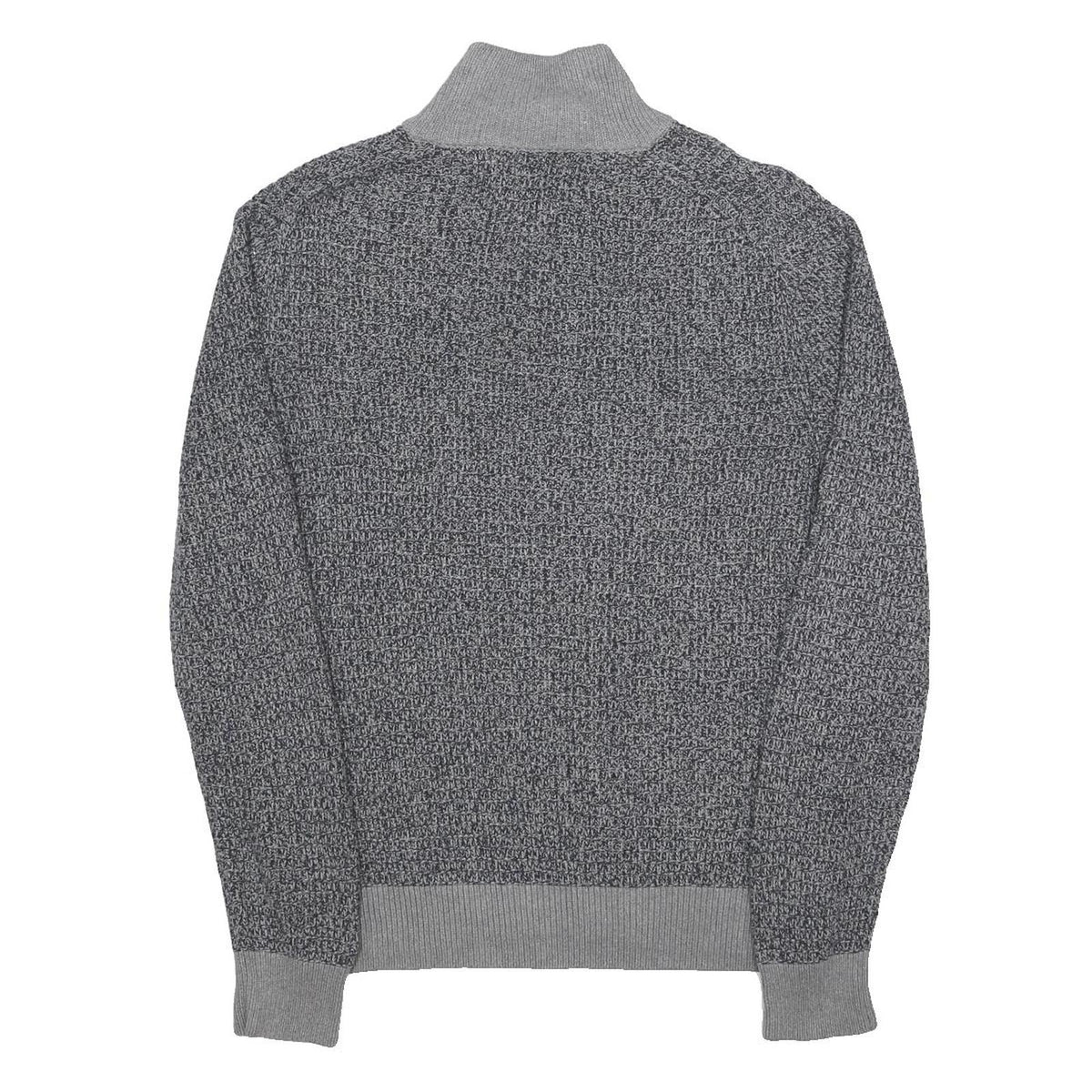 TOMMY HILFIGER Mens Grey Button Up Patterned Crew Neck Basic Knit Jumper S