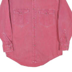 Mens Red Plain Casual Shirt S Button-Down Collar Cotton Blend Long Sleeve