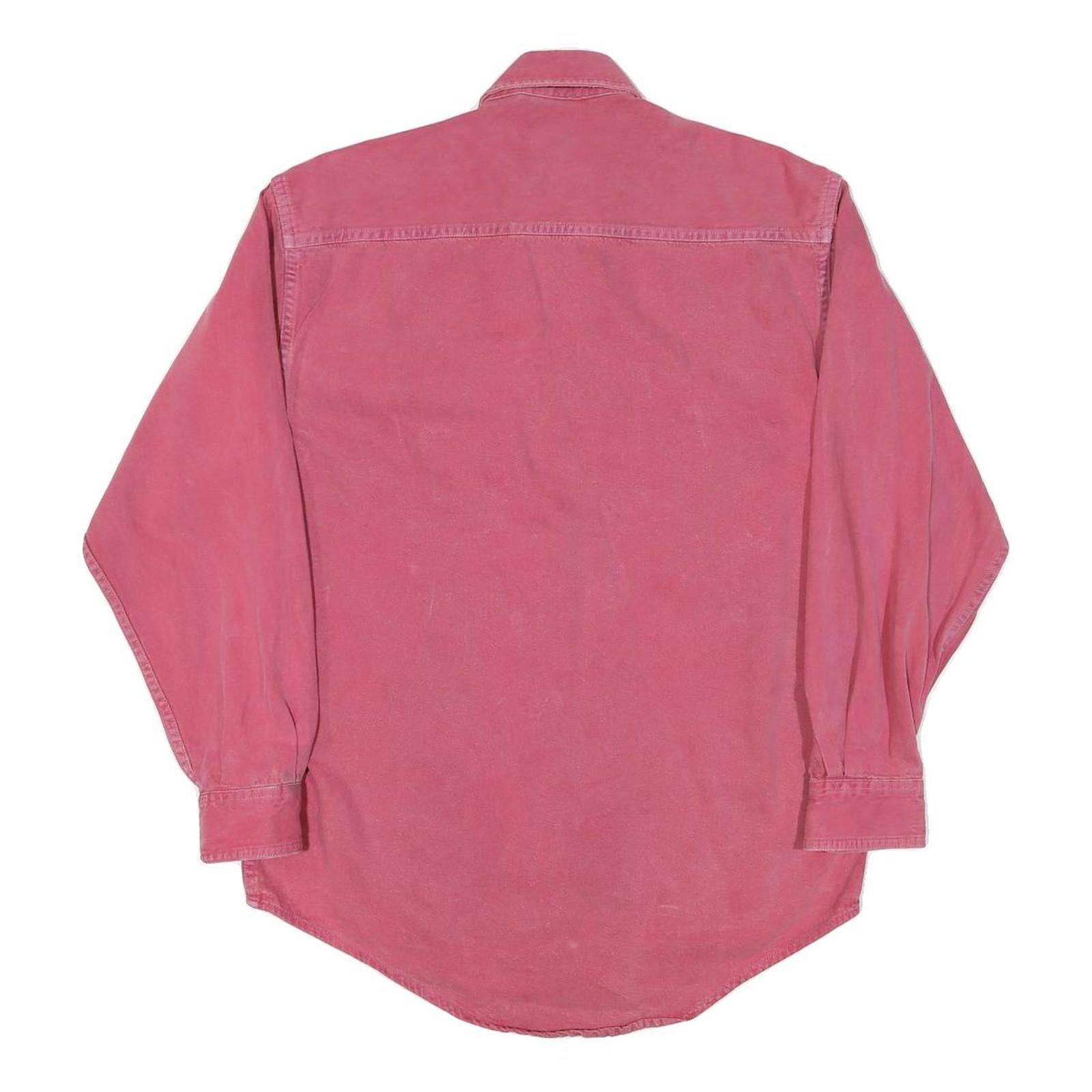 Mens Red Plain Casual Shirt S Button-Down Collar Cotton Blend Long Sleeve