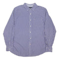 TOMMY HILFIGER Mens Blue & White Checked Shirt L Cotton Blend Long Sleeve Casual