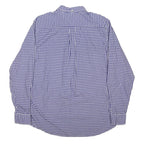 TOMMY HILFIGER Mens Blue & White Checked Shirt L Cotton Blend Long Sleeve Casual