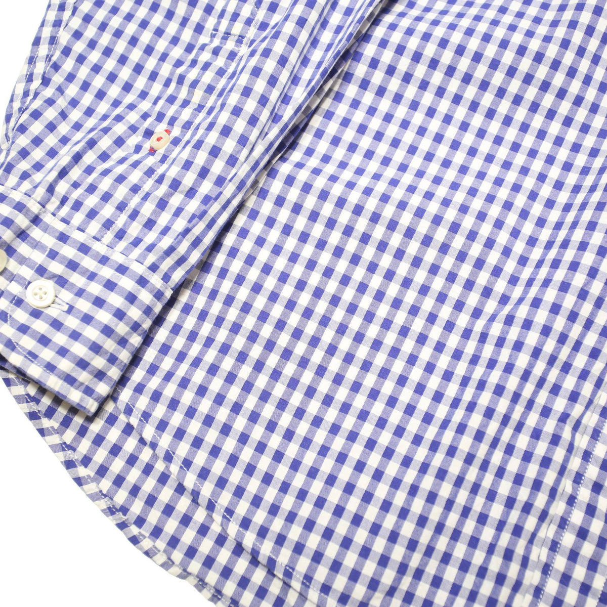 TOMMY HILFIGER Mens Blue & White Checked Shirt L Cotton Blend Long Sleeve Casual