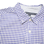 TOMMY HILFIGER Mens Blue & White Checked Shirt L Cotton Blend Long Sleeve Casual