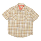 LEVI'S Mens Beige & Brown Check Shirt Cotton Blend L Casual Short Sleeve