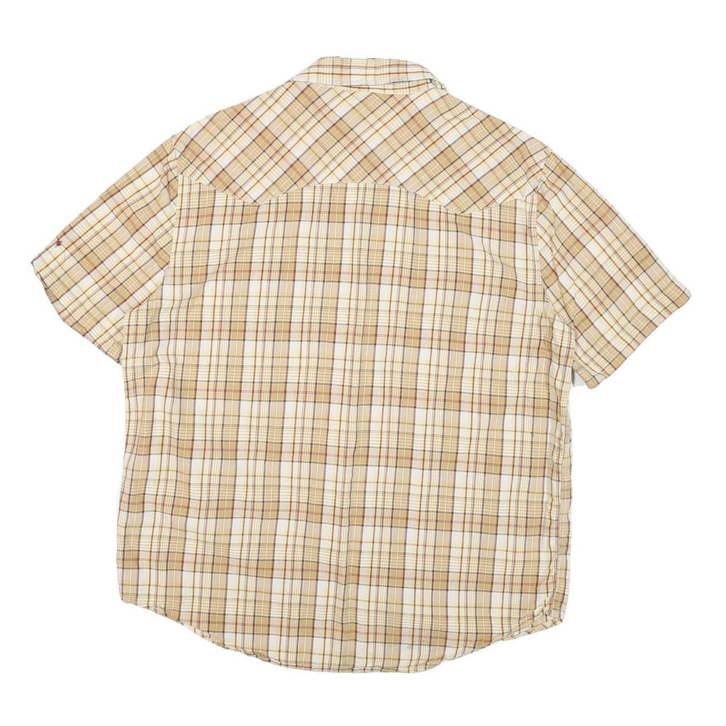 LEVI'S Mens Beige & Brown Check Shirt Cotton Blend L Casual Short Sleeve